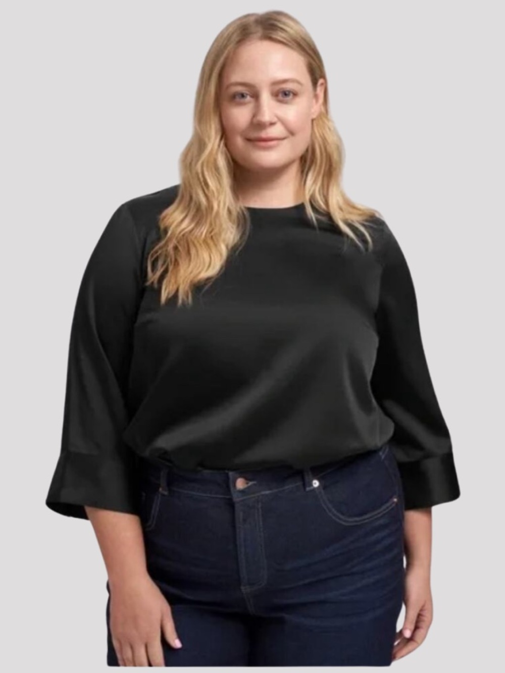 NWT Universal Standard Black Louise Satin Shirt Blouse 3X/4X Large